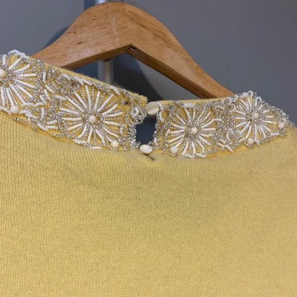 J Crew Yellow Sleeveless Top with Embellished Collar - Picture 8 of 8